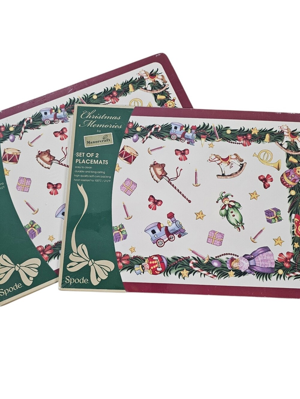 Spode Christmas Memories Set of 2 Red Trim Placemats